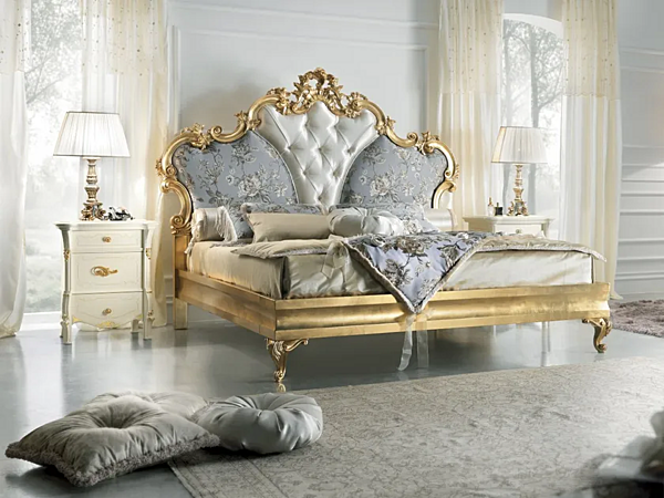 Wooden double bed with tufted headboard CASA +39 DIAMANTE 2401 factory CASA +39 from Italy. Foto №3