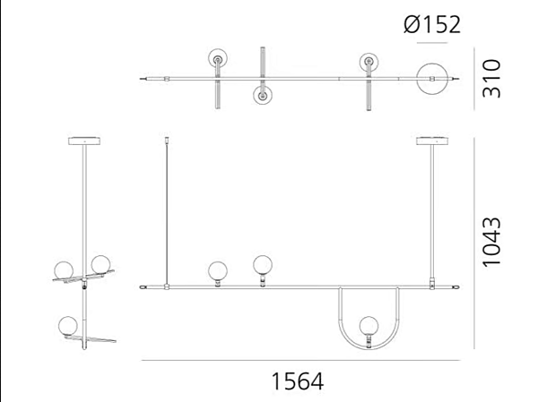 LED Dimmable Steel Pendant Lamp Yanzi Artemide 1104010A, 1106010A factory Artemide from Italy. Foto №13