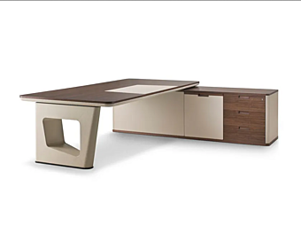Corner Writing Desk with Drawers in Wood and Leather i 4 Mariani Avatar