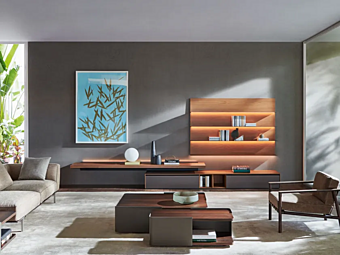 Sectional wooden storage wall with integrated lighting Molteni & C Pass Word Evolution Sectional wooden storage wall with integrated lighting Molteni & C Pass Word Evolution factory Molteni & C.(+VITRA) from Italy