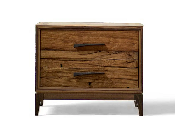 Rectangular walnut bedside table with drawers DALE Velo M 133 factory DALE from Italy. Foto №1