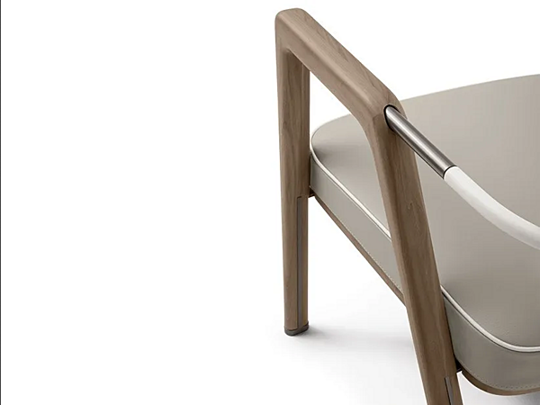 Easy chair with armrests in leather and fabric GIORGETTI Elsa factory GIORGETTI from Italy. Foto №5