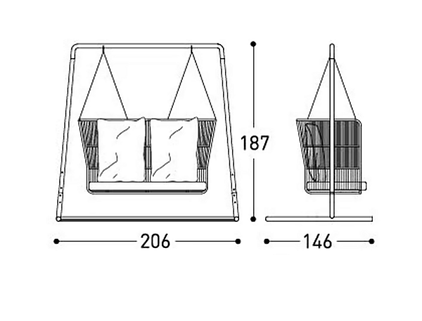 2-Seater Powder Coated Aluminium Garden Swing Seat VARASCHIN Tibidabo 1421, 1422 factory VARASCHIN from Italy. Foto №8