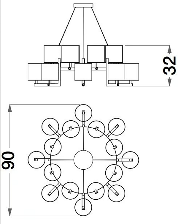 Metal Chandelier Sesto Senso CPRN HOMOOD S586 factory CPRN HOMOOD from Italy. Foto №2