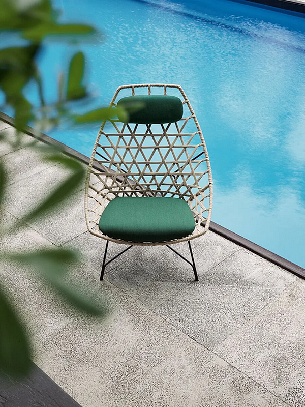 High Back Woven Fabric Garden Armchair with Headrest Potocco Cut 910 PLR 910/PLR factory POTOCCO from Italy. Foto №3