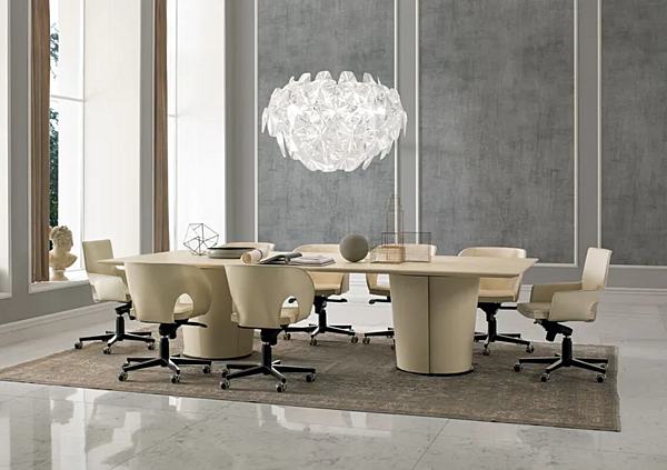 Rectangular Meeting Table Covered with Tanned Leather i 4 Mariani Papier factory i 4 Mariani from Italy. Foto №4