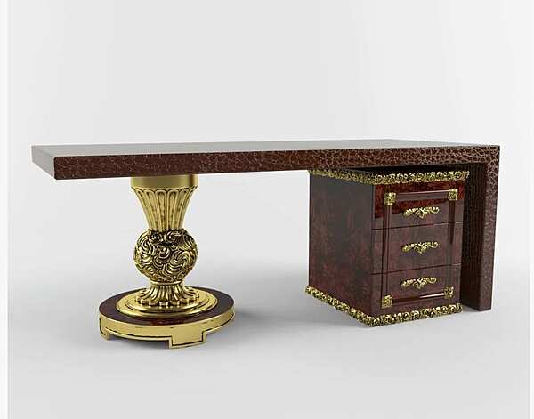 Rectangular writing desk with drawers imitation leather A.R. Arredamenti Grand Royal 418 factory A.R.ARREDAMENTI SRL from Italy. Foto №1