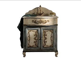 Floor standing solid wood vanity unit with integrated washbasin Interiors Italia CB1530 factory Interiors Italia from Italy