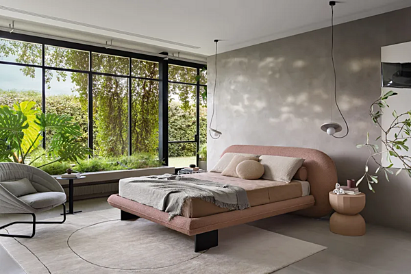 Fabric bed with upholstered back Saba Wabi factory SABA from Italy. Foto №8