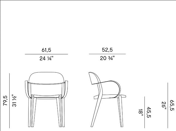 Stackable wooden chair with armrests Potocco Minima 949 P 949/P factory POTOCCO from Italy. Foto №4
