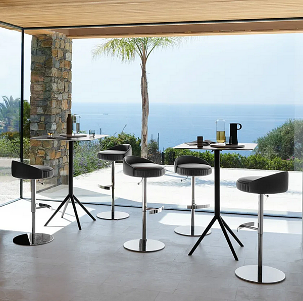 Swivel leather stool with gas lift Potocco Plisse 929 A Gas 929/A-GAS factory POTOCCO from Italy. Foto №2