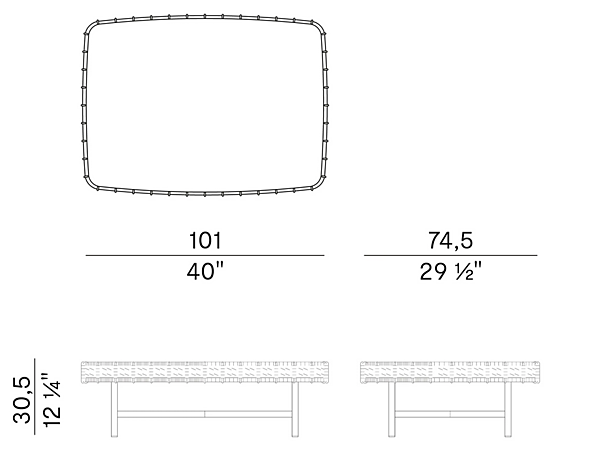 Rectangular coffee table with glass top and rope design Potocco Ropu 888 TBR 888/TBR factory POTOCCO from Italy. Foto №4