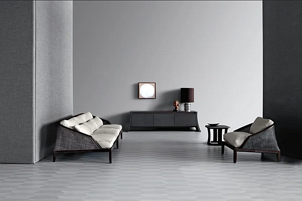 Three-seater fabric sofa with soft back Potocco Grace 834 D 834/D factory POTOCCO from Italy. Foto №2