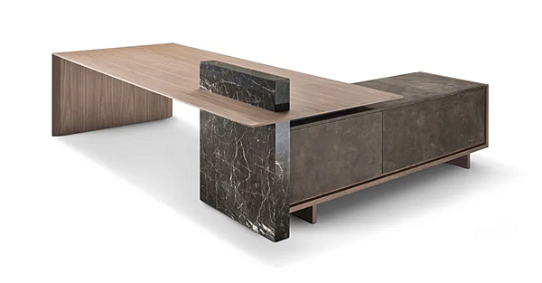 L-shaped executive desk in wood and marble by i 4 Mariani Cartesiano factory i 4 Mariani from Italy. Foto №2