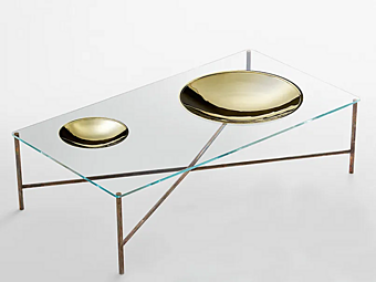 Low crystal coffee table rectangular golden moon Gallotti&Radice Low crystal coffee table rectangular golden moon Gallotti&Radice factory Gallotti & Radice from Italy