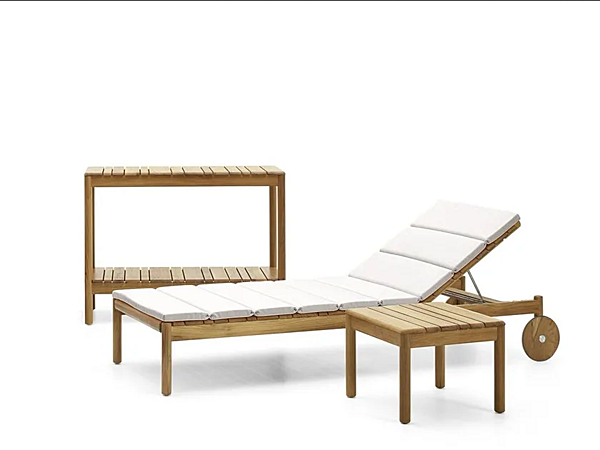 Teak Sun Lounger with Castors VARASCHIN Barcode 2180E factory VARASCHIN from Italy. Foto №9