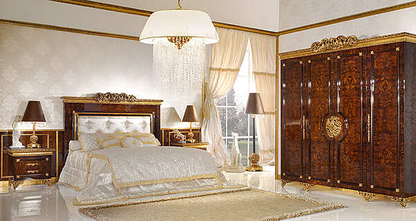 Solid wood bed with high backrest A.R. Arredamenti Grand Royal 471 factory A.R.ARREDAMENTI SRL from Italy. Foto №5