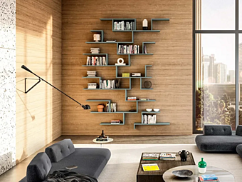 Wall mounted wooden bookcase LAGO Lagolinea