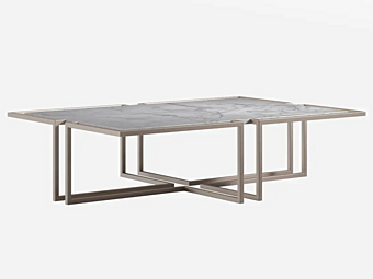 Rectangular Coffee Table in Low Carrara Marble and Metal by CPRN HOMOOD C348