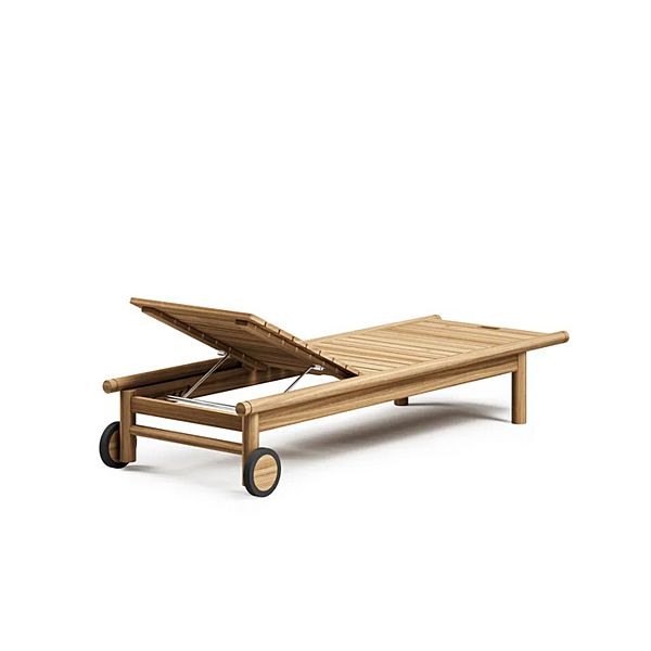 Teak Recliner Sun Lounger with Castors Atmosphera Apache factory ATMOSPHERA from Italy. Foto №6