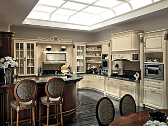Fitted kitchen with island in wood Martini Interiors Convivio Fitted kitchen with island in wood Martini Interiors Convivio factory MARTINI INTERIORS from Italy