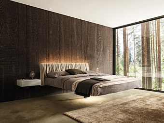 Suspended double bed with upholstered back LAGO Fluttua Replis