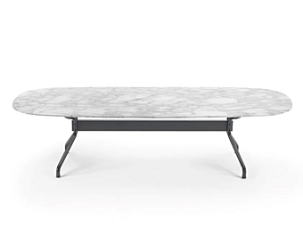 Dining table with marble top and stainless steel base FLEXFORM Academy 2A186, 2A187 factory FLEXFORM from Italy