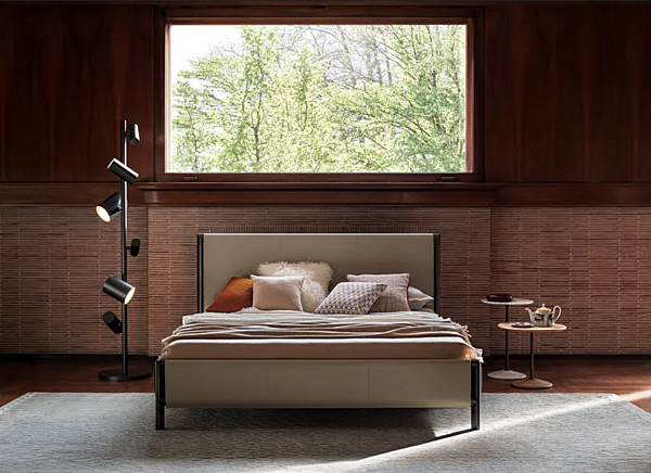 Double bed frame in tanned leather with upholstered headboard GHIDINI1961 SG221BB102 factory GHIDINI1961 from Italy. Foto №6