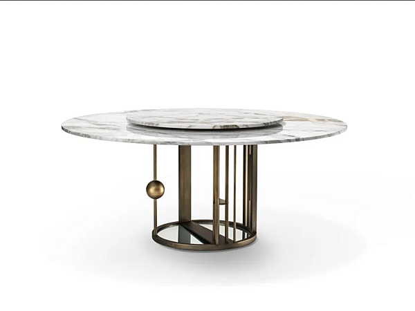 Round marble table with brass base GHIDINI1961 Merlino factory GHIDINI1961 from Italy. Foto №1