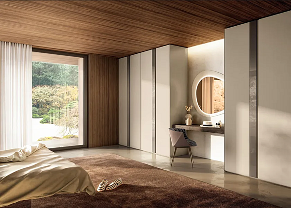 Sectional wardrobe in wood with sliding doors LAGO Groove 2743 factory LAGO from Italy. Foto №2