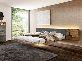 Double bed with integrated nightstands LAGO Fluttua 1611