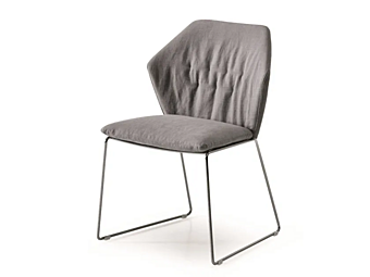 Upholstered fabric chair with sled base Saba New York