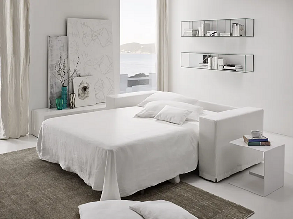 Two-Seater Fabric Sofa Bed with Soft Backrest Duomo Design Glamour factory Duomo Design from Italy. Foto №4