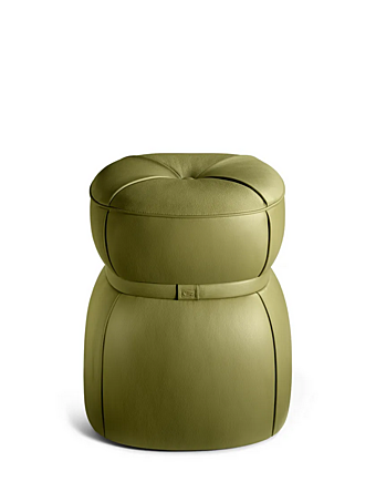 Upholstered leather stool Lepli Poltrona Frau