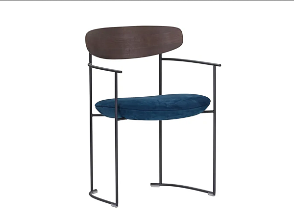 Easy chair with removable cover fabric and metal Potocco Keel 922 P 922/P factory POTOCCO from Italy. Foto №1