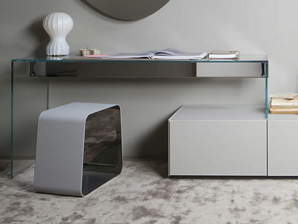 Office Desk with Glass and Stainless Steel by Gallotti&Radice Air Desk 1 Up factory Gallotti & Radice from Italy. Foto №3