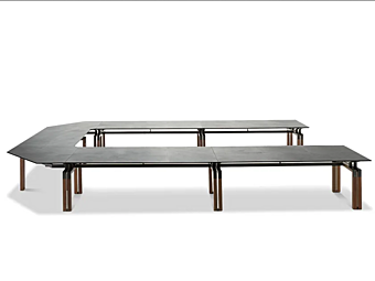 Modular Meeting Table Covered in Tanned Leather i 4 Mariani Paso Doble
