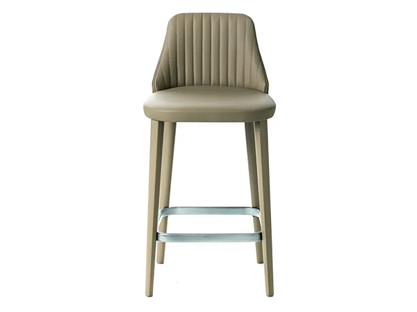 Upholstered leather stool with footrest BROSS 1540 factory BROSS from Italy. Foto №1