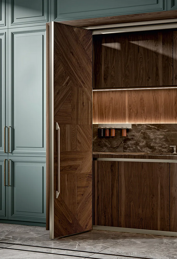 Custom Walnut Kitchen with Island Old Line Glamour 2.0 factory Oldline from Italy. Foto №8
