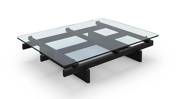 Low rectangular coffee table wood and glass CASSINA Sengu factory CASSINA from Italy. Foto №6