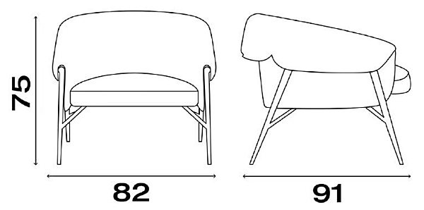 Tanned leather armchair with armrests FASEM Montgomery W factory FASEM from Italy. Foto №9