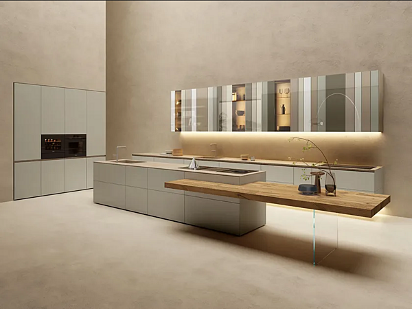 Wood and glass kitchen with island LAGO N O W factory LAGO from Italy. Foto №2