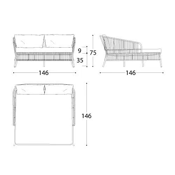 Compact Garden Bed with Synthetic Fibre and Backrest VARASCHIN Cricket factory VARASCHIN from Italy. Foto №4