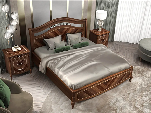 Wooden double bed with high upholstered back CASA +39 PRESTIGE 2 C22017 factory CASA +39 from Italy. Foto №2