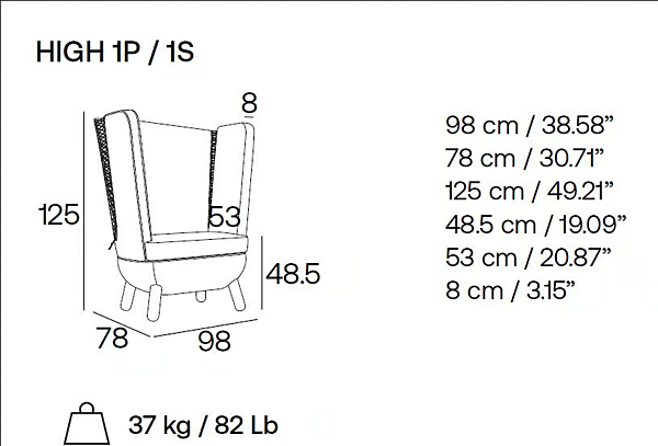 High Back Armchair Sly High Adrenalina Velvet IMB1050097 factory ADRENALINA from Italy. Foto №5