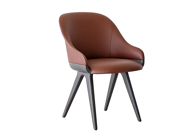 Upholstered leather chair with armrests Potocco Lyz 918 918 factory POTOCCO from Italy. Foto №1