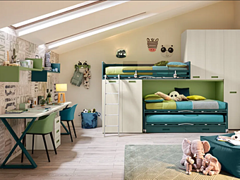 Fitted wooden bedroom set LOFT MORETTI COMPACT KC509 factory MORETTI  COMPACT from Italy