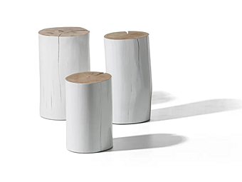 Round low coffee table in log wood by Gervasoni factory Gervasoni from Italy