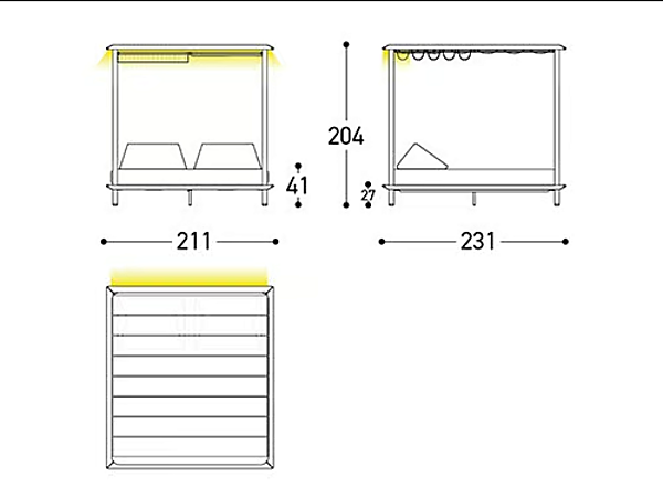 Acrylic and Aluminium Garden Bed with Canopy Sunmoon VARASCHIN factory VARASCHIN from Italy. Foto №15