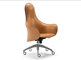 Swivel Armchair with Armrests in Tanned Leather ENRICO PELLIZZON HIPOD Swivel Armchair with Armrests in Tanned Leather ENRICO PELLIZZON HIPOD factory ENRICO PELLIZZONI from Italy